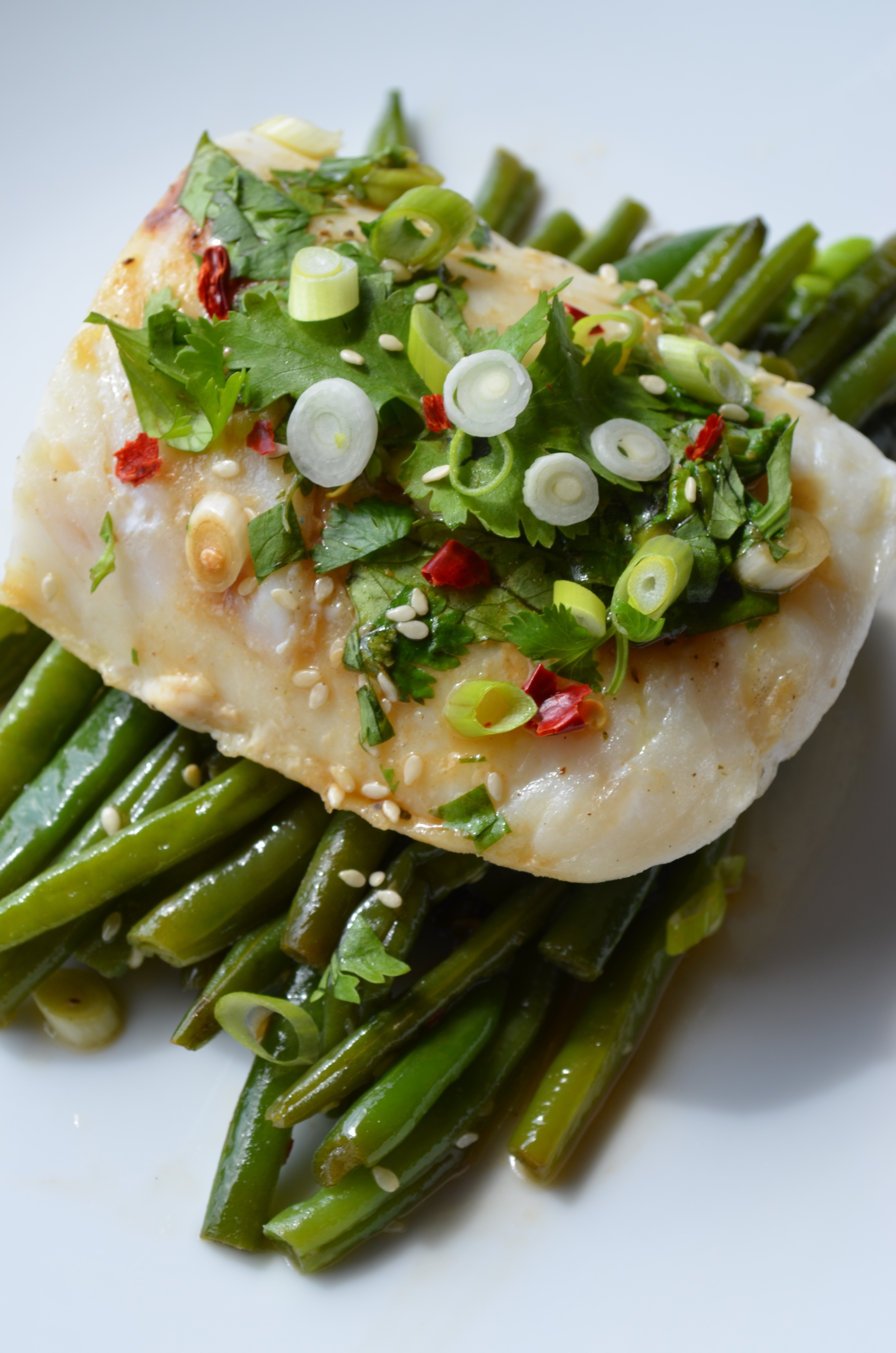 Pan Roasted Cod with Asian Green Beans