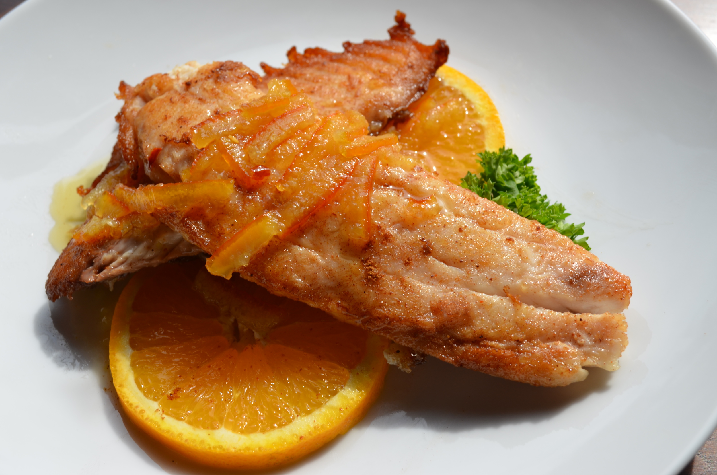 Pan-Seared Five-Spice Tilapia with Hot Orange-Ginger Sauce