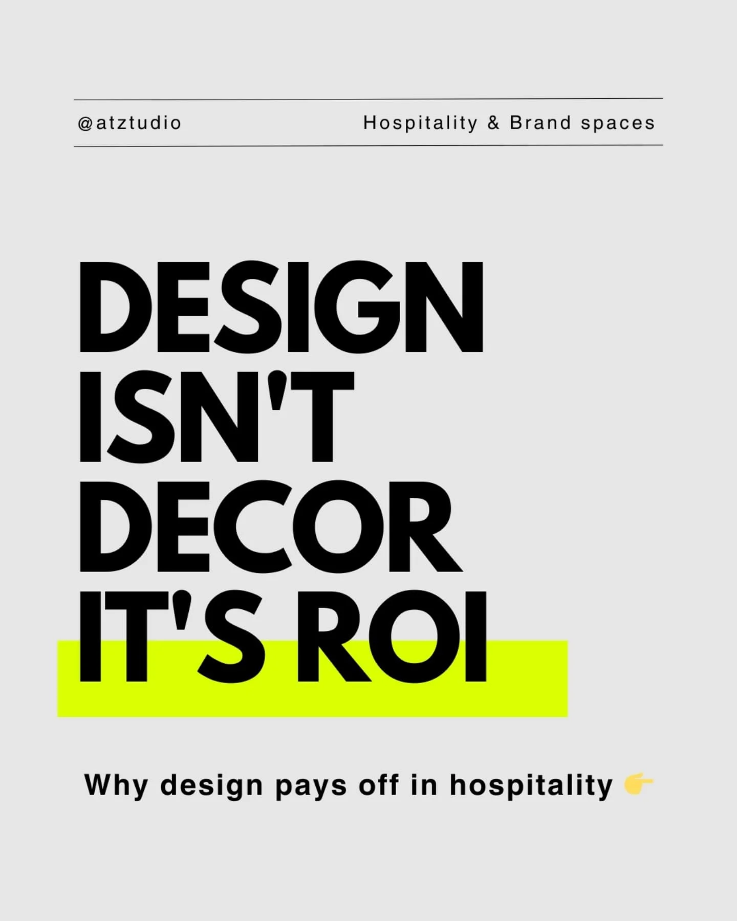 EL DISE&Ntilde;O NO ES DECORACI&Oacute;N, ES RETORNO DE INVERSI&Oacute;N (ROI). 

1. Gen Z cena fuera 4.1 veces/mes 

2. 40% visita tras ver fotos online &rarr; hazlo fotog&eacute;nico 

3. Los consumidores est&aacute;n dispuestos a pagar alrededor d