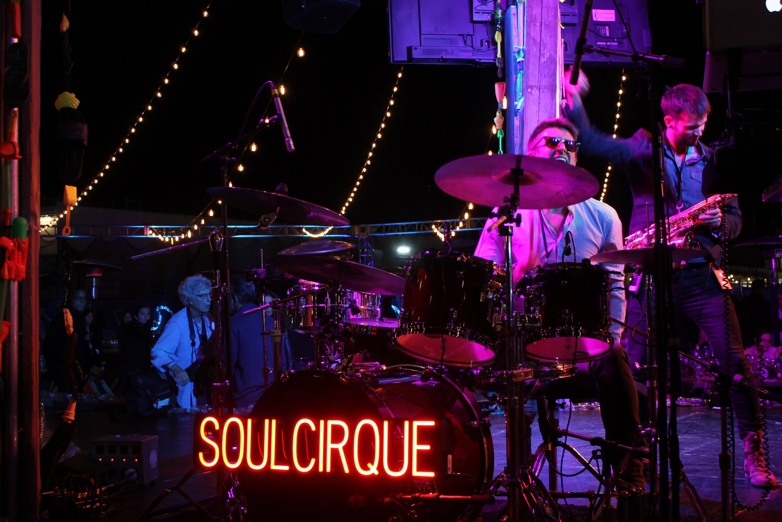 Jason Gates on Drums - Soulcirque is a DJ Hybrid Band that blends DJ'ing with live instruments. Great for dance parties, corporate events, and weddings.