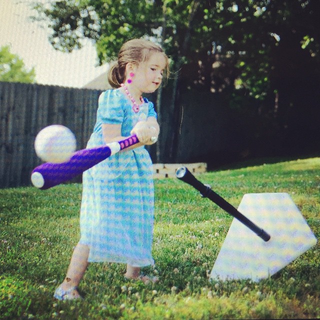 Don't all kids play T-ball in full princess dresses and jewelry?!