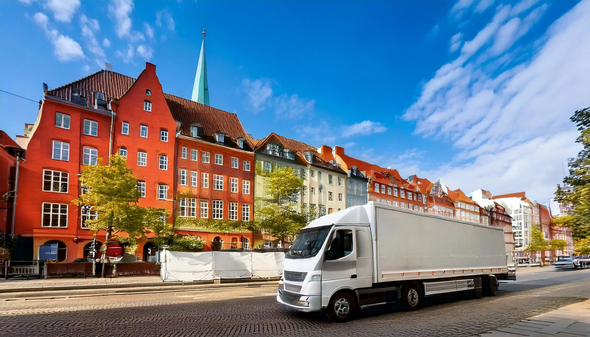 DEN-Firefly A medium size white truck is driving through Copenhagen with the colorful buildings behind t (1).jpg