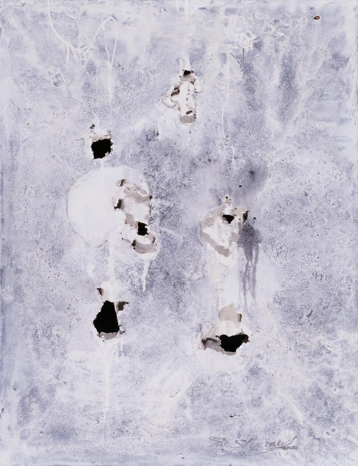 Shozo Shimamoto, "Holes (穴 Ana )," 1954, Oil paint on paper, 892 x 699 mm (image) 1169 x 912 mm (support), Tate Modern.