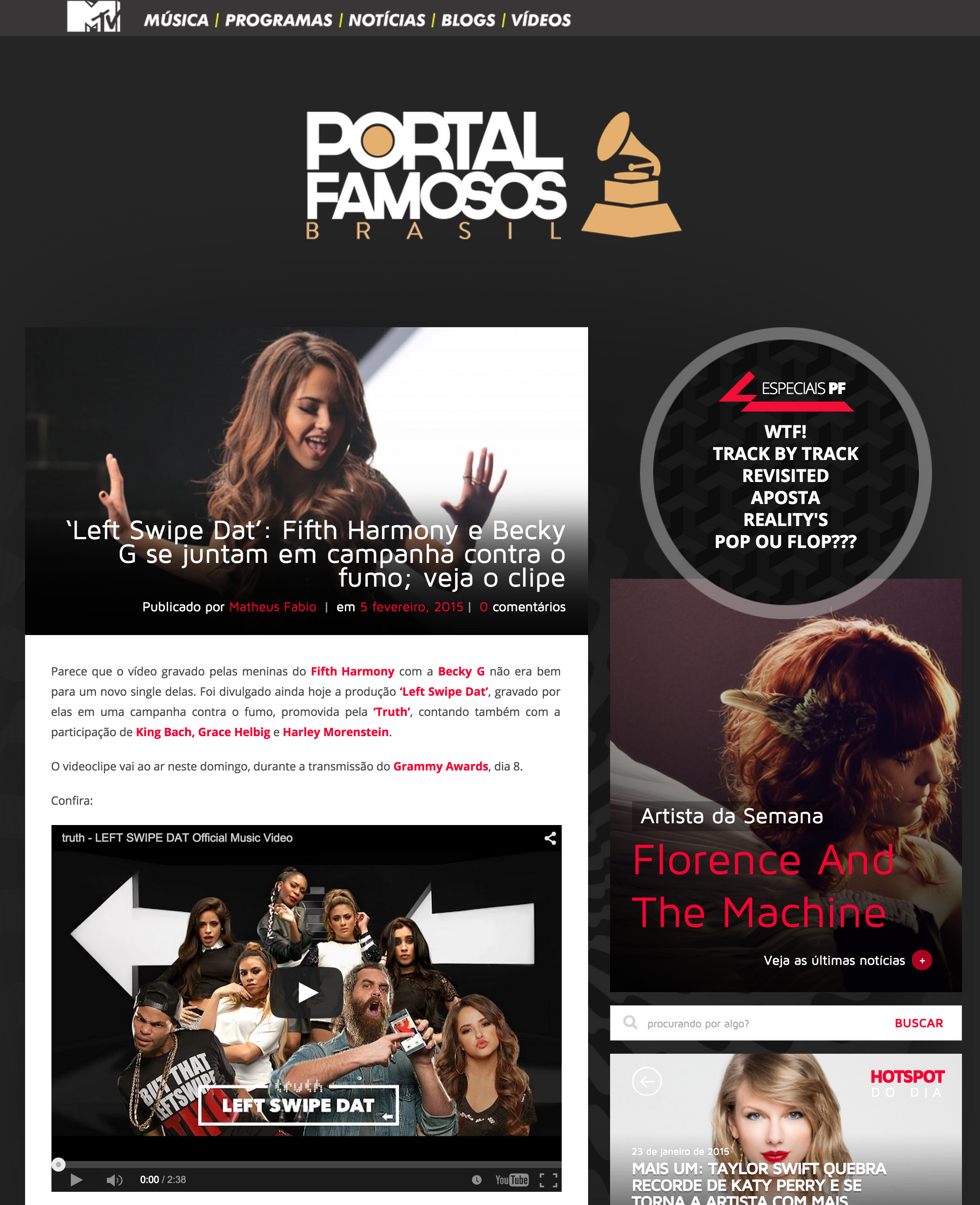 ‘Left Swipe Dat’  Fifth Harmony e Becky G se juntam em campanha contra o fumo; veja o clipe   Portal Famosos Brasil.png