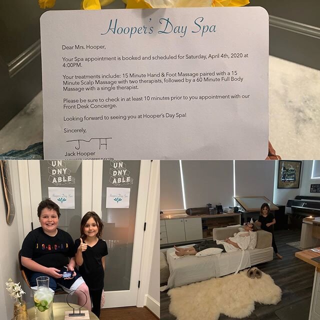 When you can&rsquo;t go to the spa, it&rsquo;s time for the spa to come to you. Much needed relaxation for Mrs. Hooper thanks to the #HooperDaySpa staff.