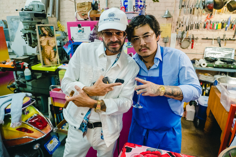  Purple Magazine co-founder, Olivier Zahm, with Night+Market owner, Kris Yenbamroong. Purple + Dover Street Market Dinner, Los Angeles. September 2019  Original story via  Purple Diary  