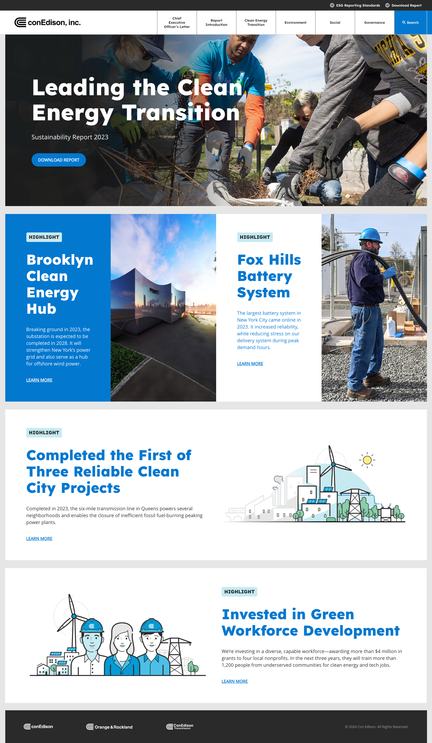 ConEd 2023 Sustainability Report — live shipped landing