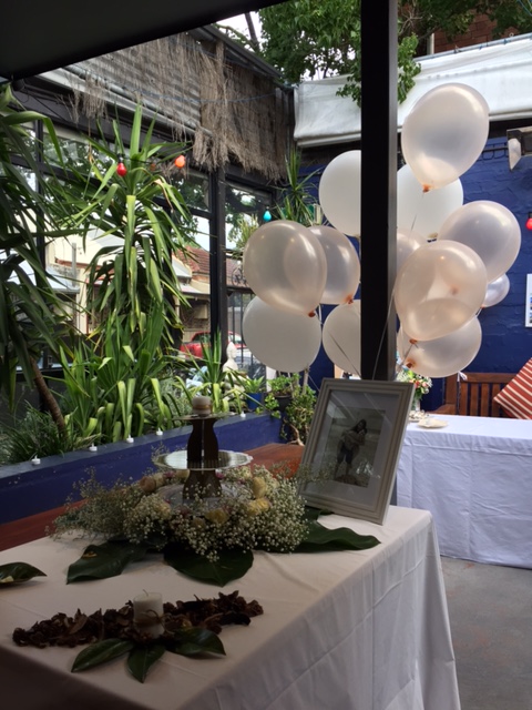 Wedding reception in beer garden