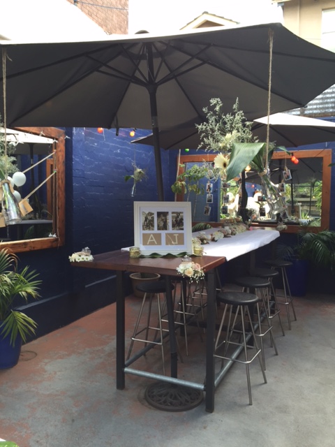 Wedding reception in beer garden