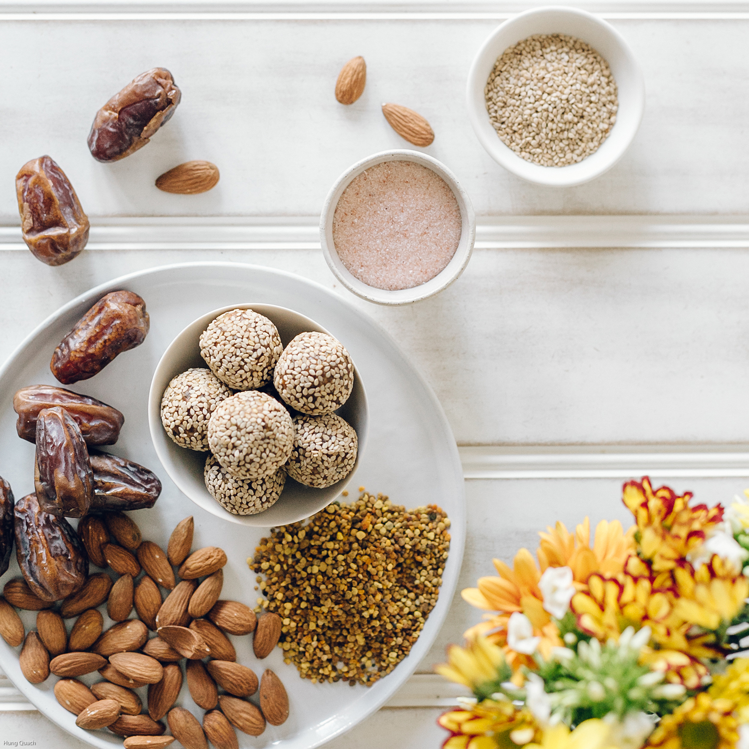 Our naturally sweet & salty Giant Buzz Balls are made with Bee Pollen and Medjool dates