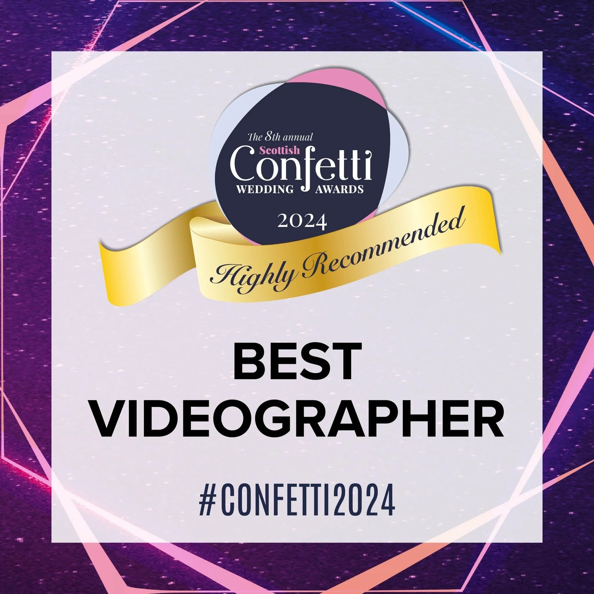 scottish confetti wedding awards logo. highly recommended best videographer to a cinematic life