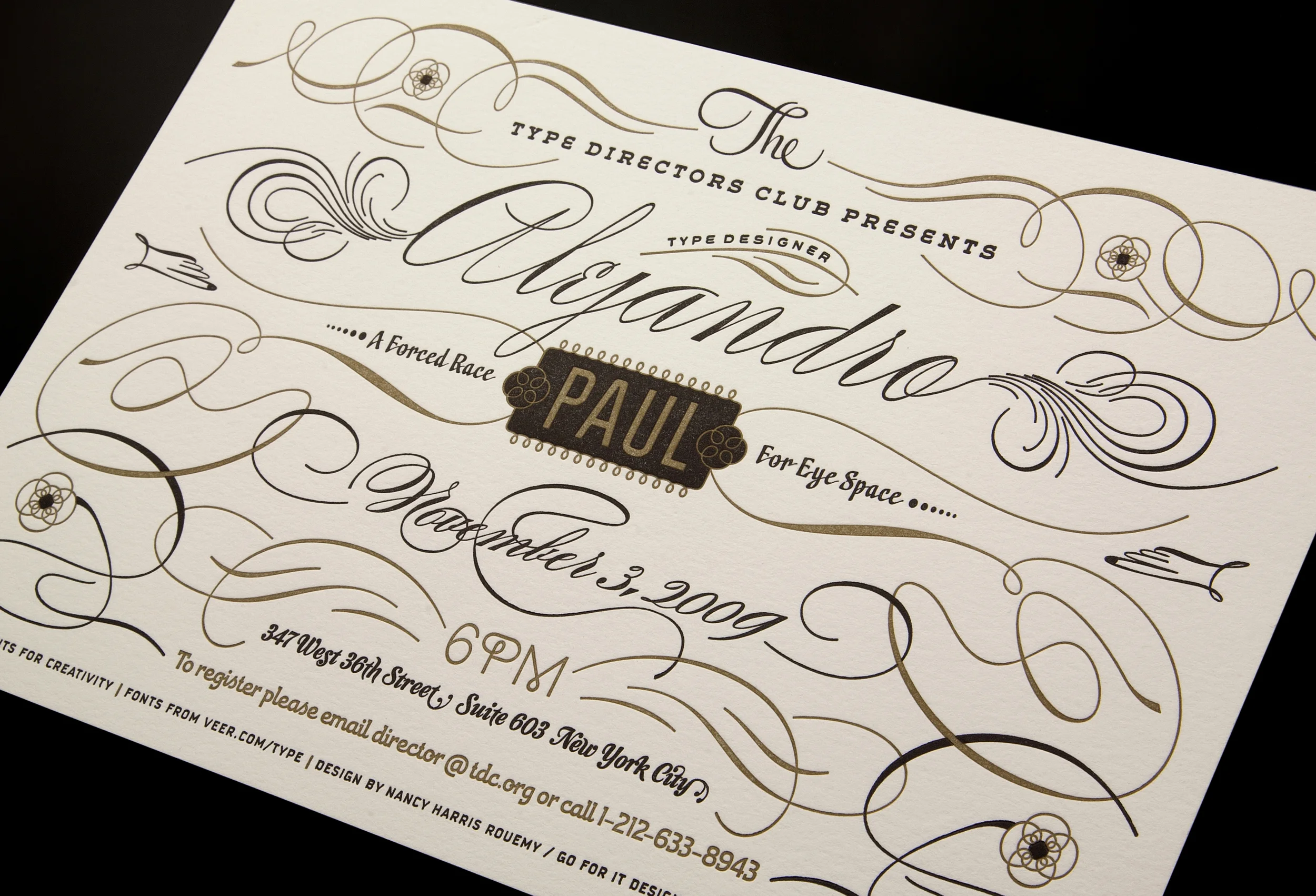 The Type Directors Club | TDC invitation announcing Alejandro Paul’s salon