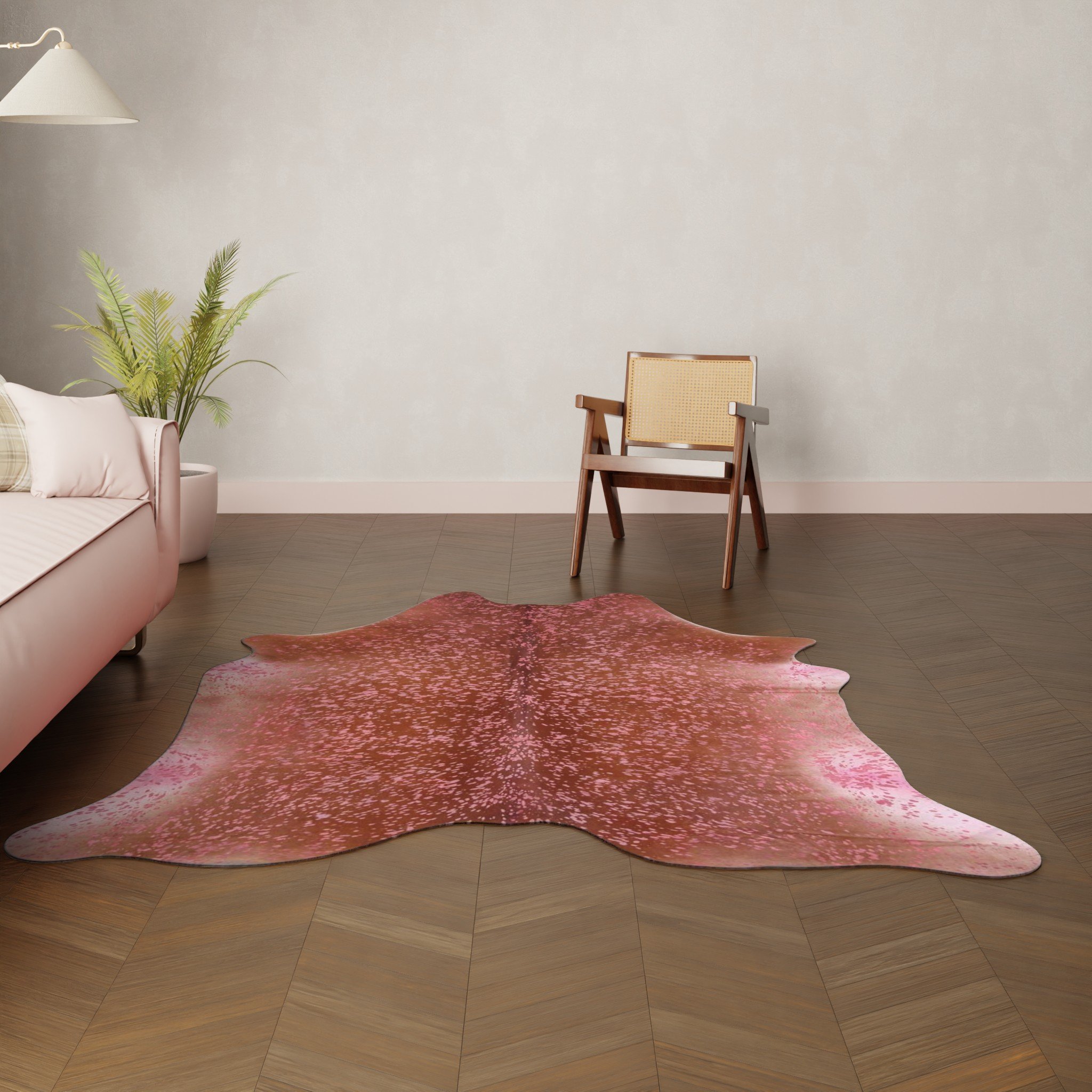Gambrell Renard Pink Silver Metallic Cowhide Rug