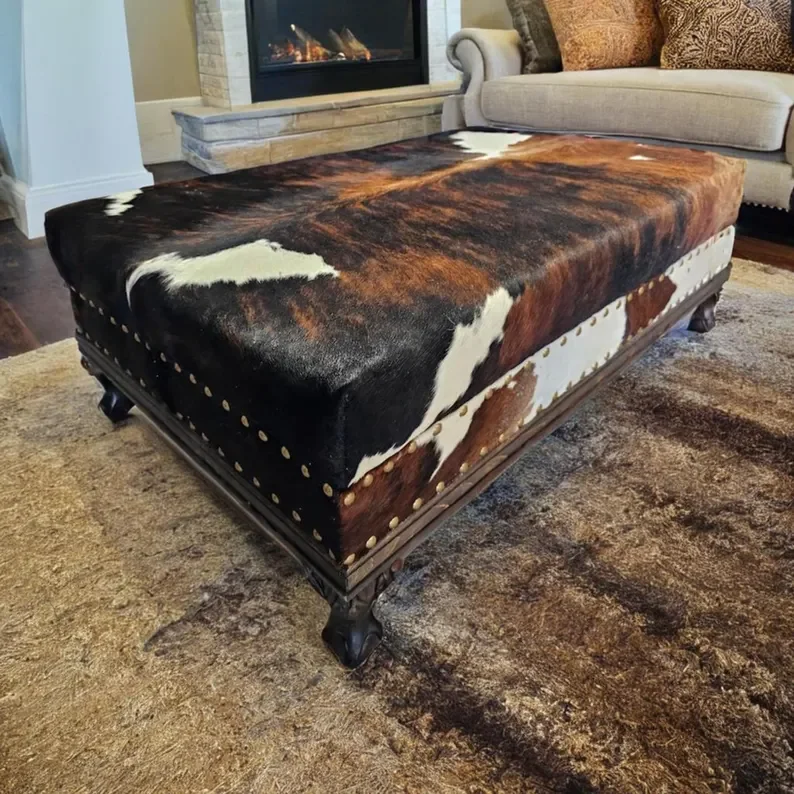 Darryl Cowhide Ottoman