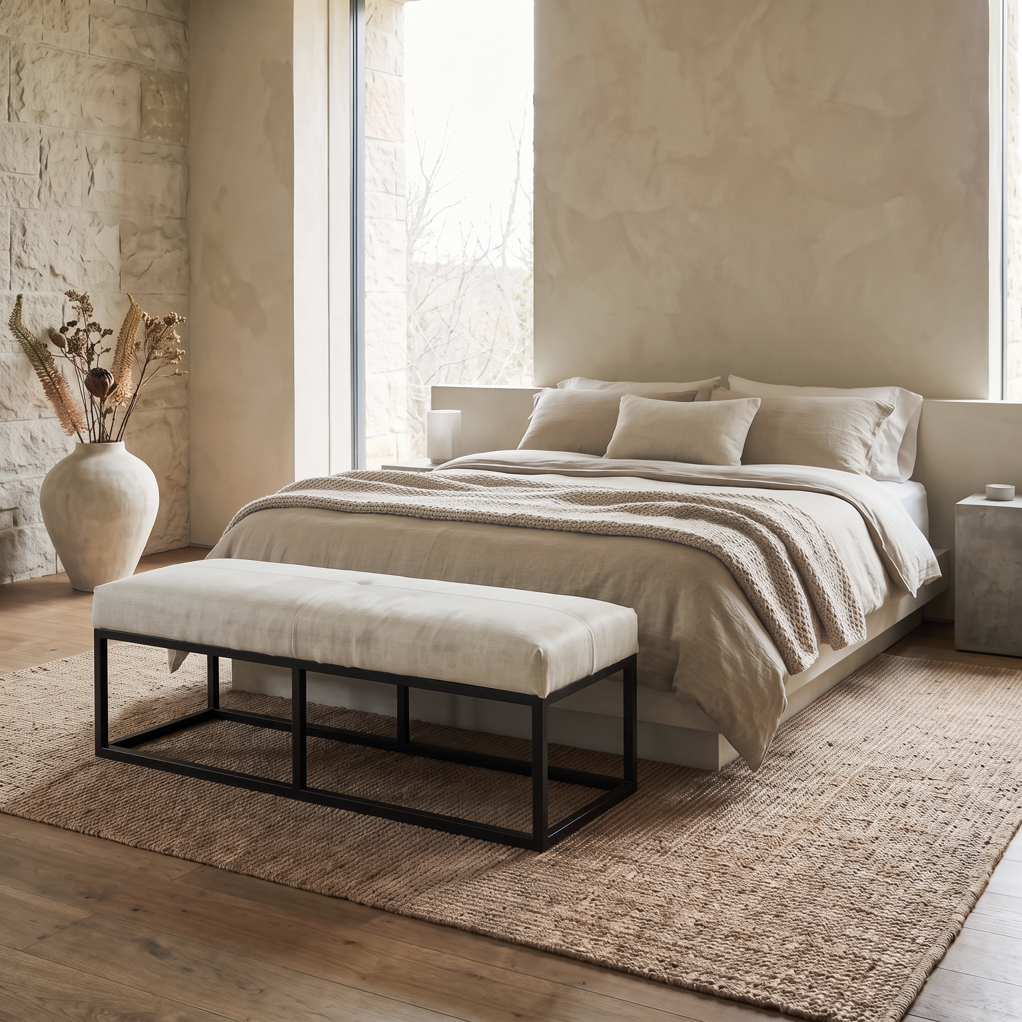 West End Cowhide Bench