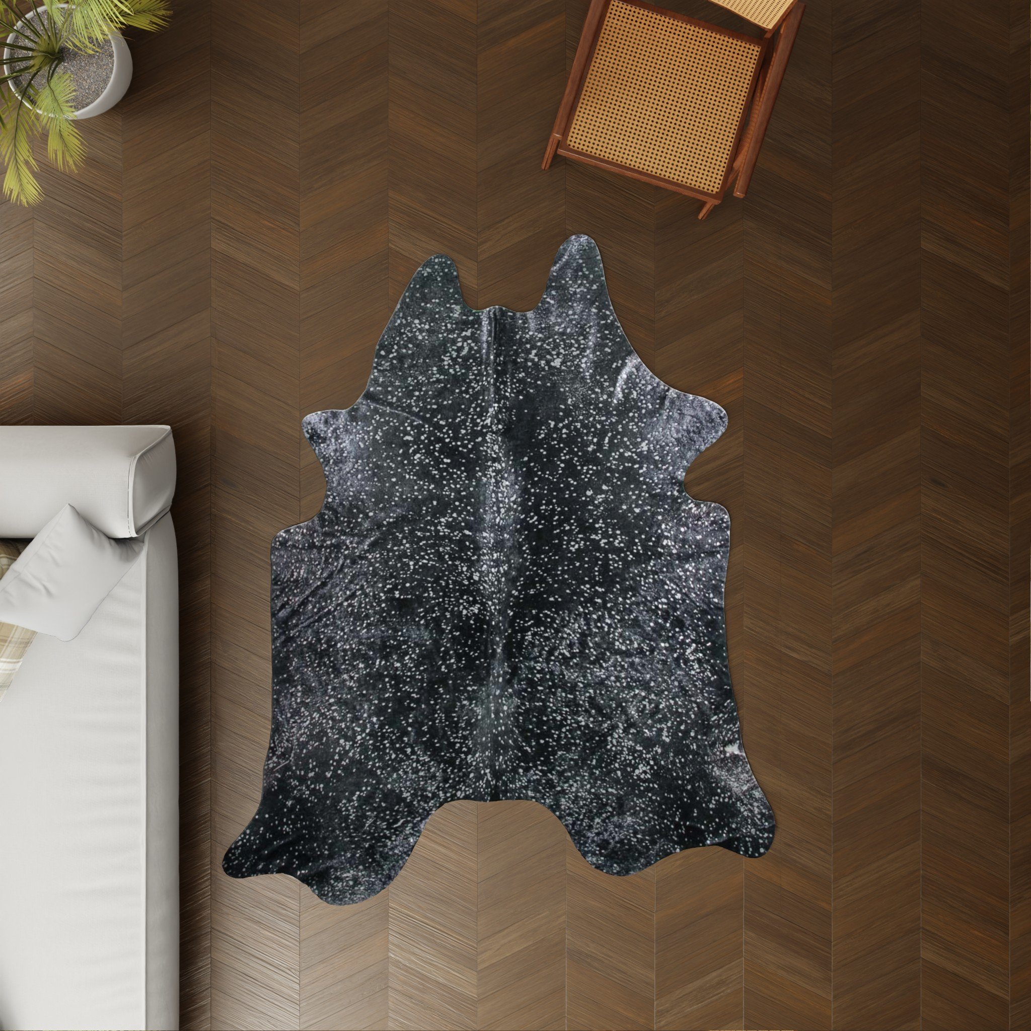Gambrell Renard Black Silver Metallic Cowhide Rug