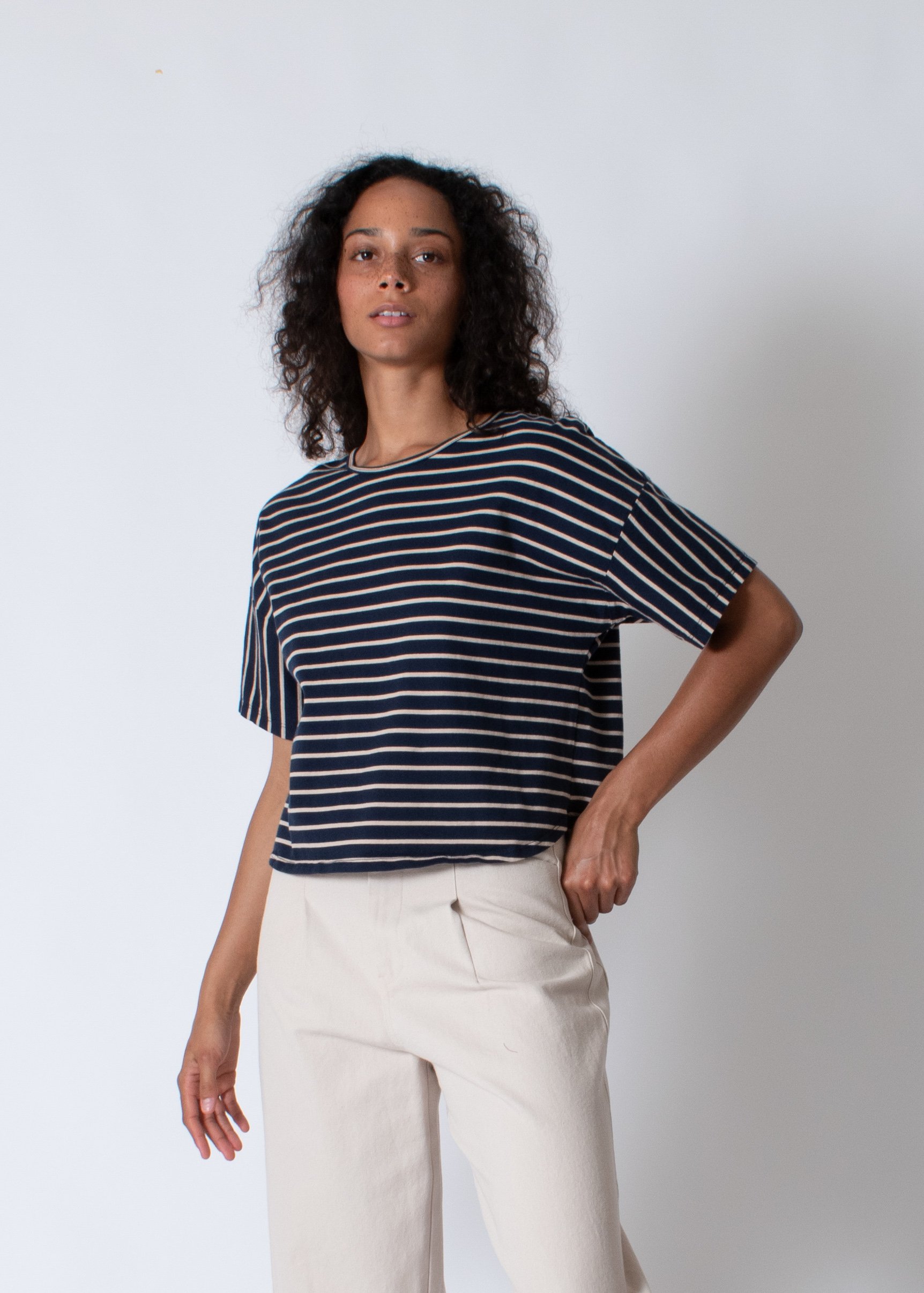 Conifer Pullover Top Navy Stripe