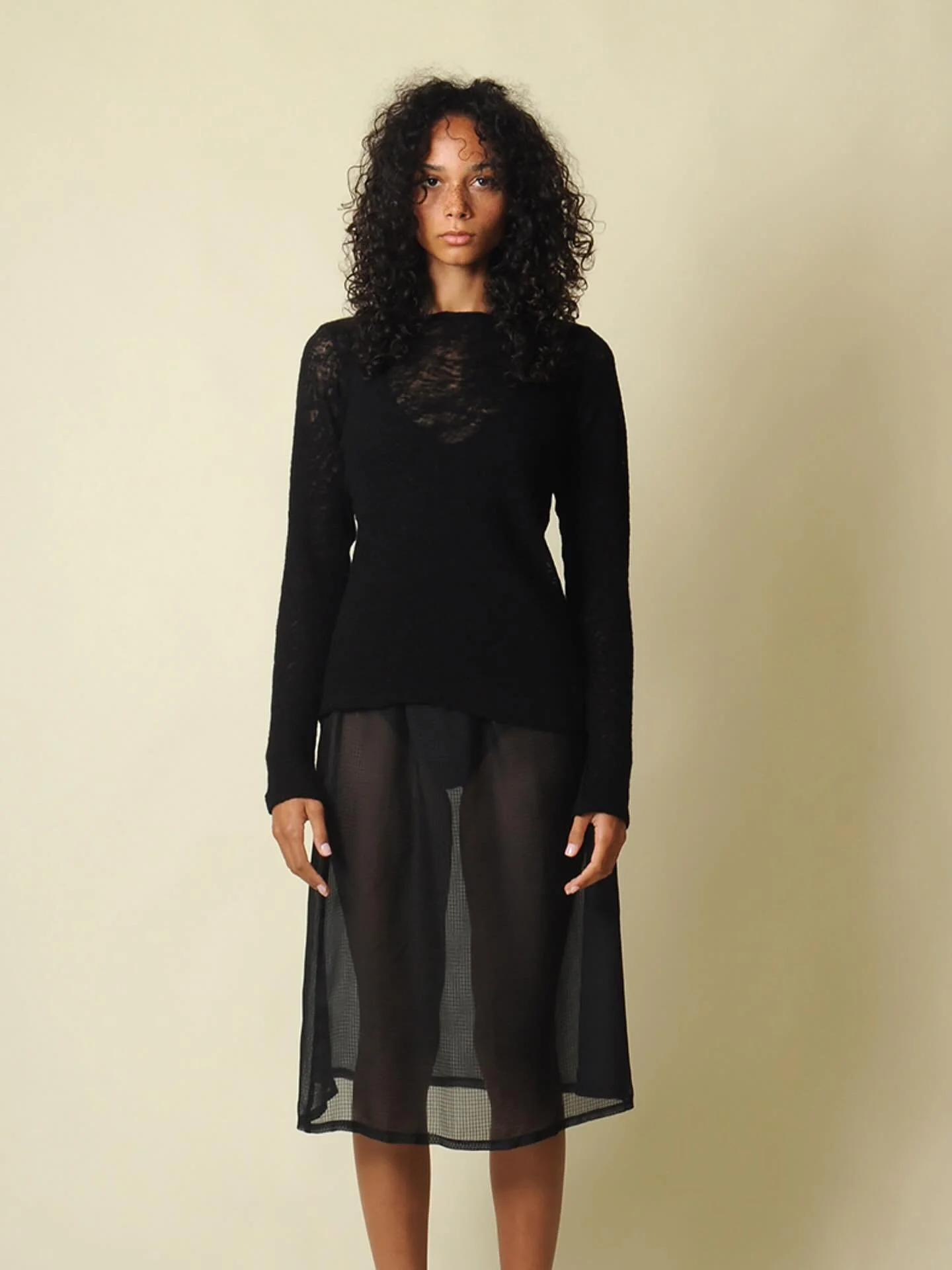 @conifershop 100% sheer wool top with silk skirt ✨🥰