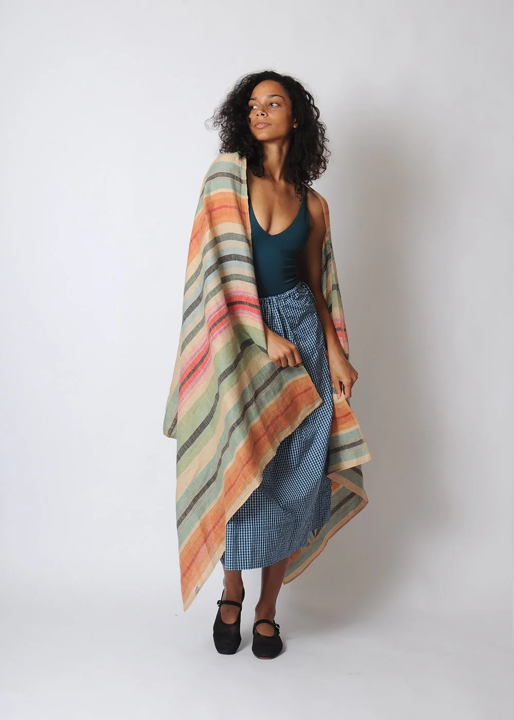 Garza Marfa Linen Desert Shawl Mint