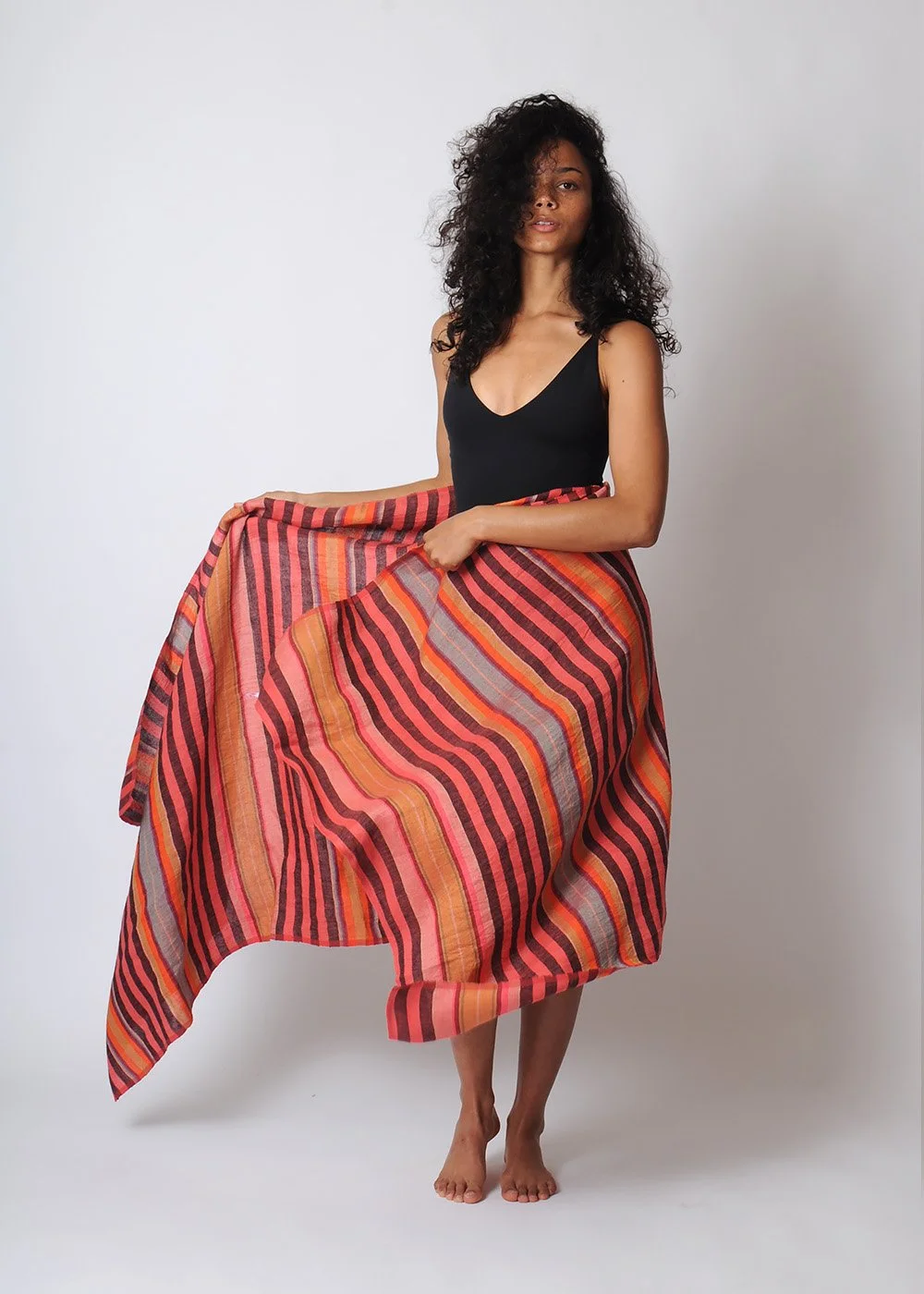 Garza Marfa Linen Desert Shawl Charcoal