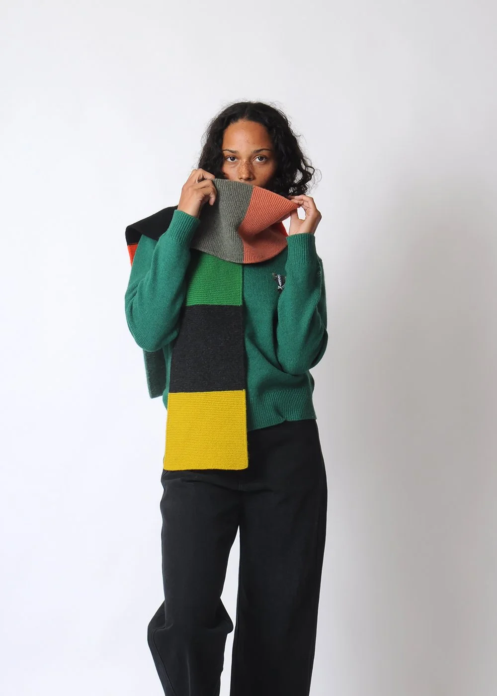 JO GORDON COLOR BLOCK GARTER STITCH SCARF