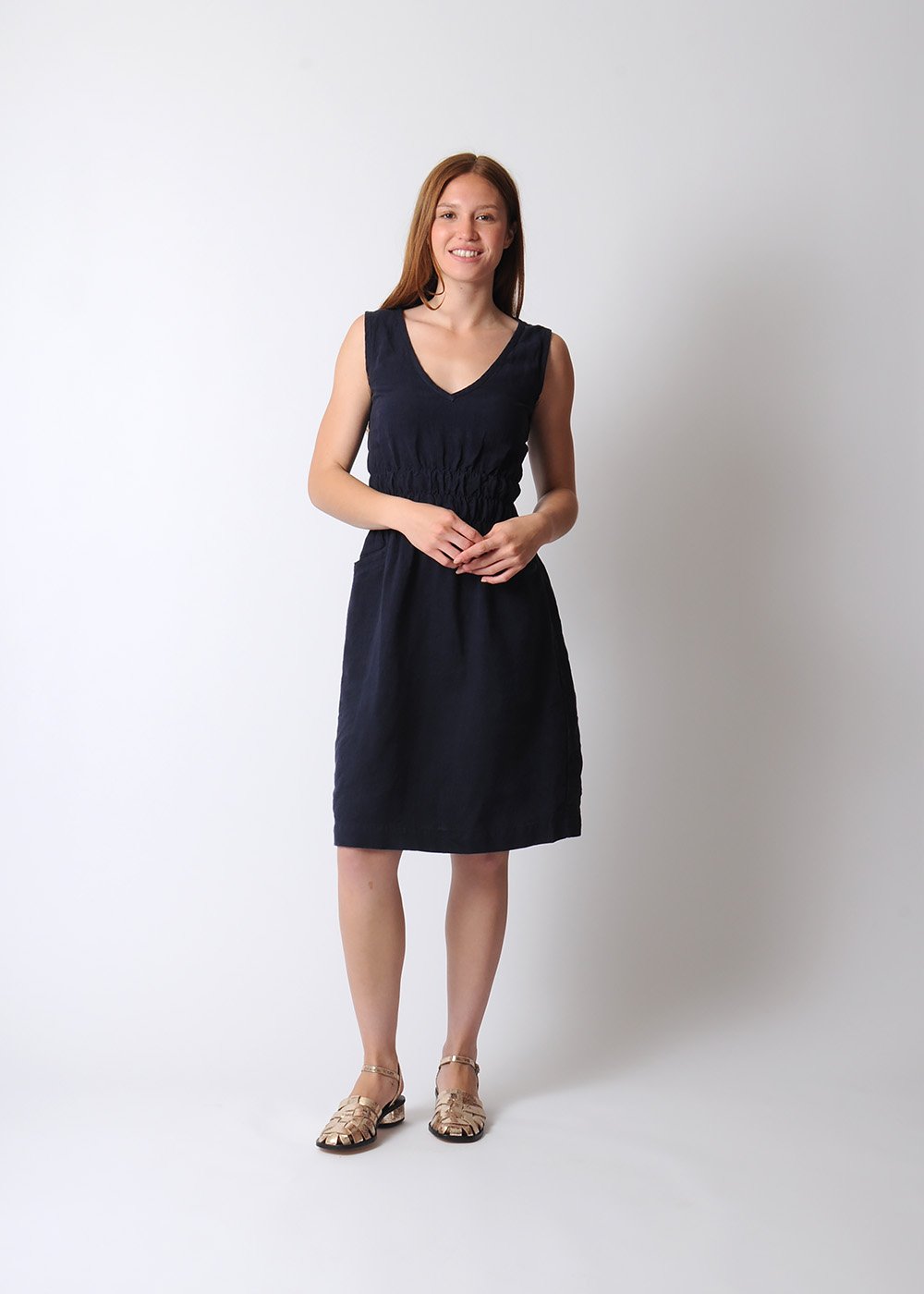 MODASPIA FIJI DRESS NAVY LINEN