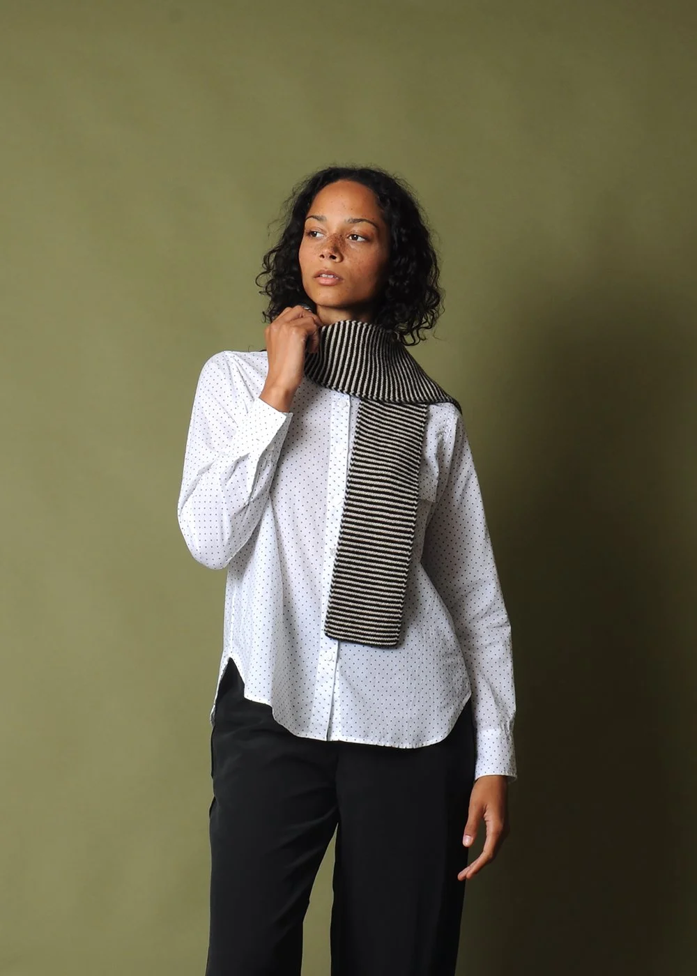 JO GORDON SMALL THIN STRIPE GARTER STITCH SCARF