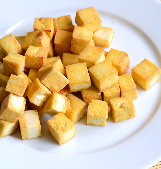 Pan-fried tofu cubes