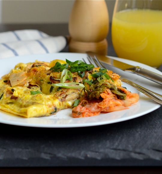 Kimchi and Mushroom Omelet