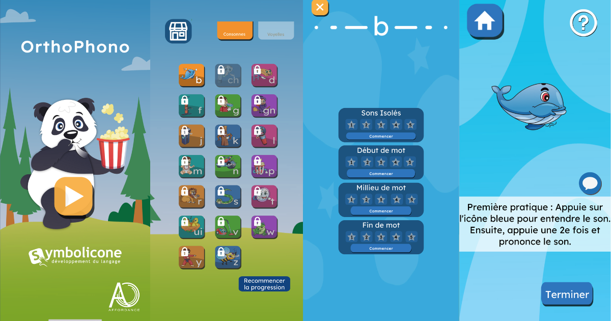 Jeu interactif de prononciation dans l’application OrthoPhono pour pratiquer les sons du français