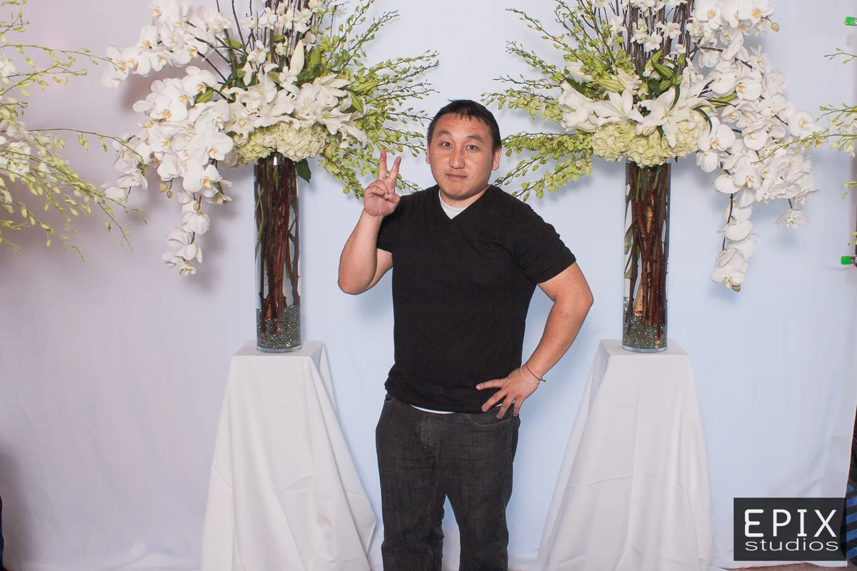 Light testing. Peace sign pose. 