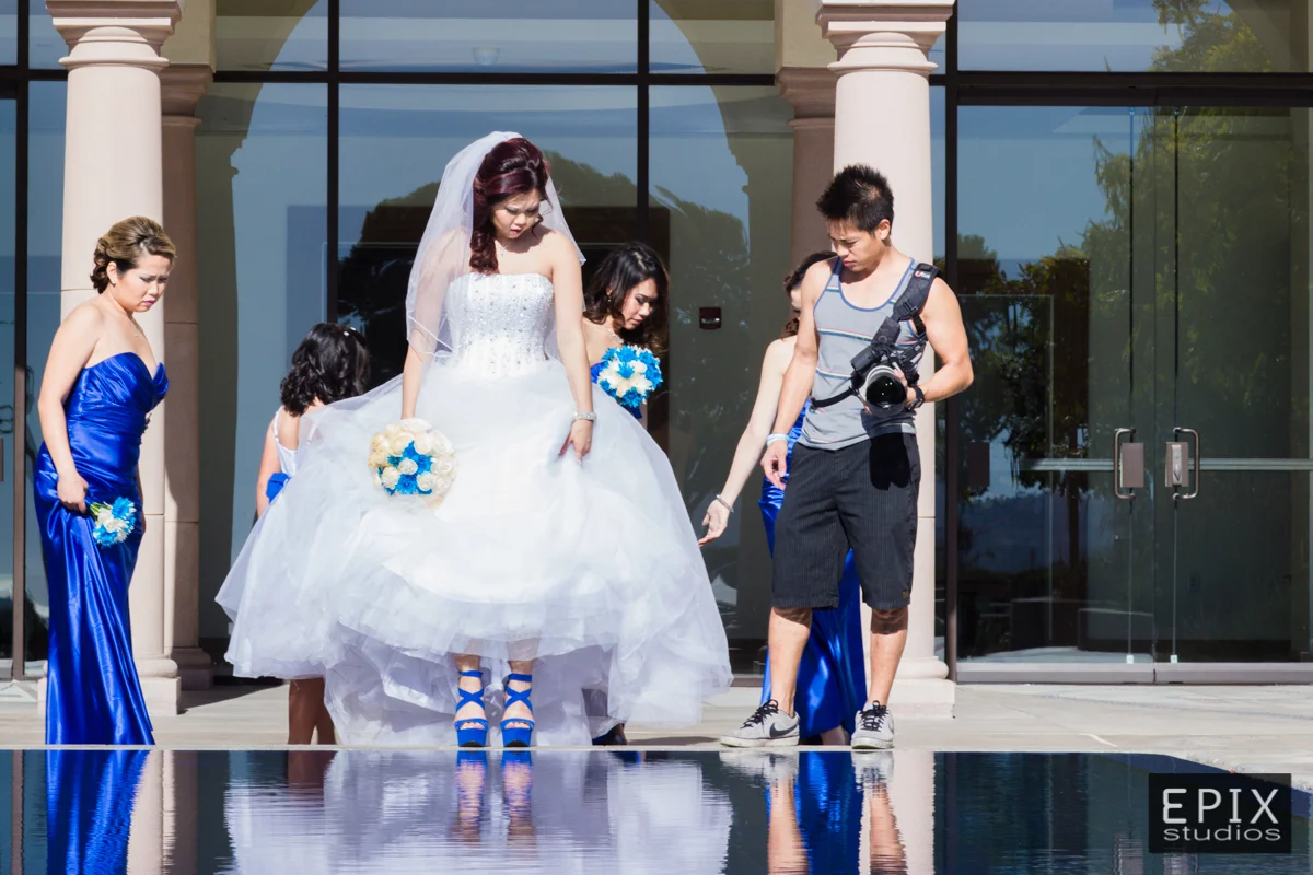 "Please make sure you don't fall into the water and mess up your shoes, ok?" 