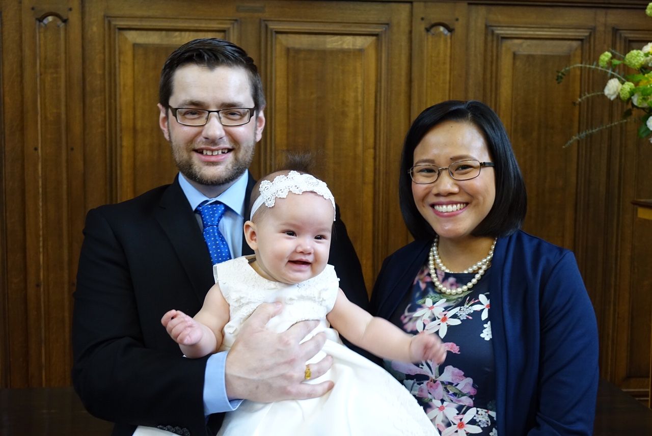 Official dedication photo. Seoras, Stephanie and Sofia