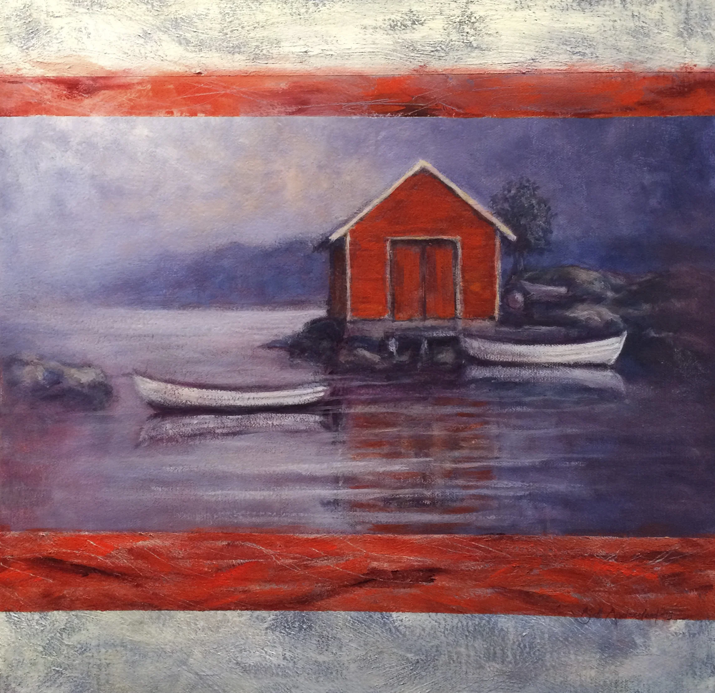  Fortøyd / Moored  Akryl 40x40 cm 