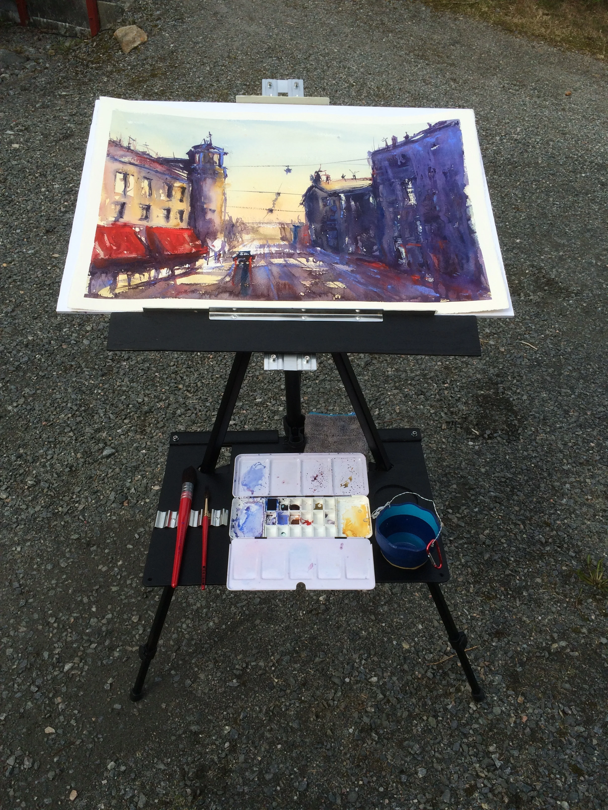 DIY plen air easel / hjemmelaget akvarellstativ