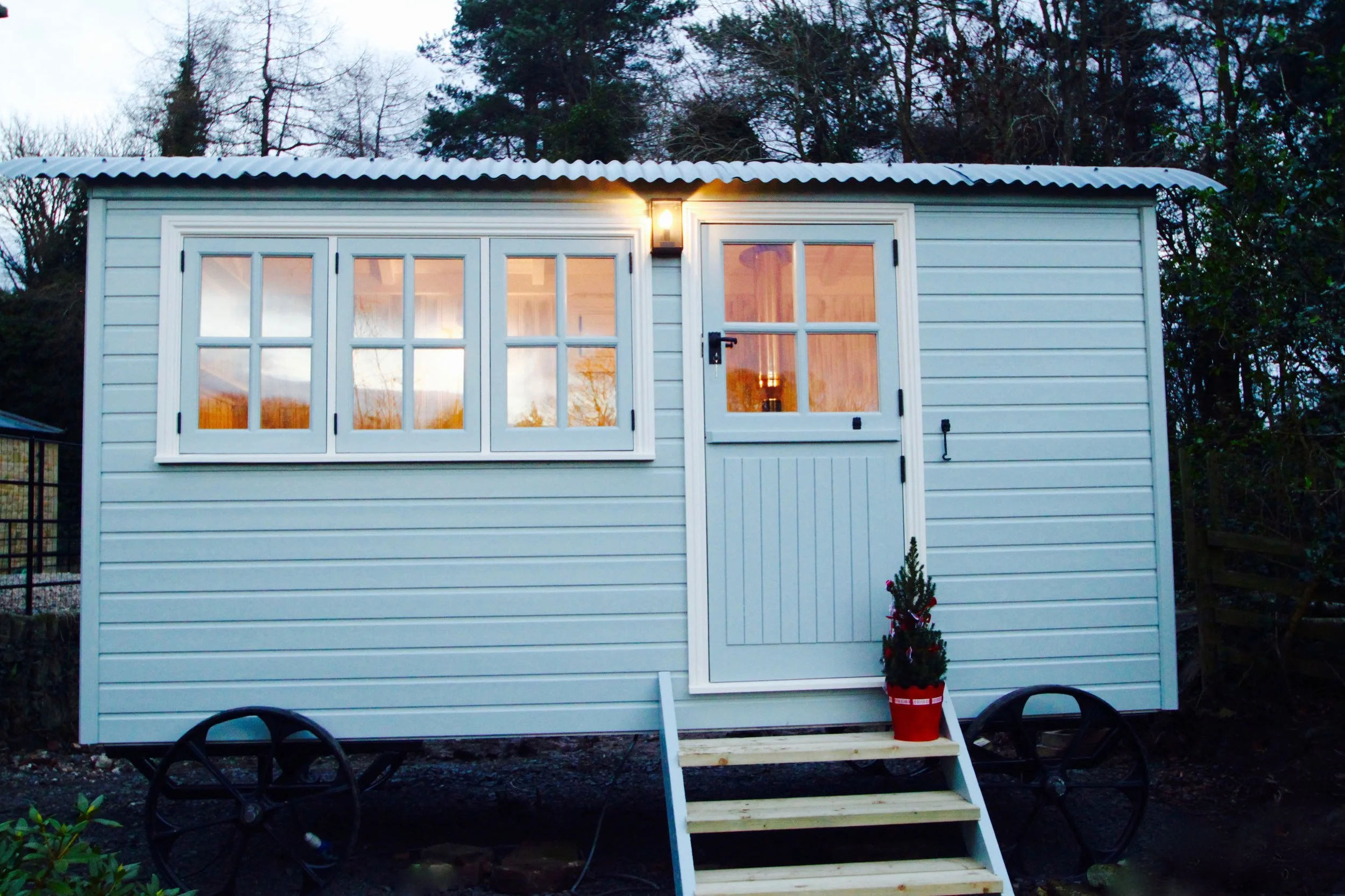 Bespoke shepherd's hut with triple windows