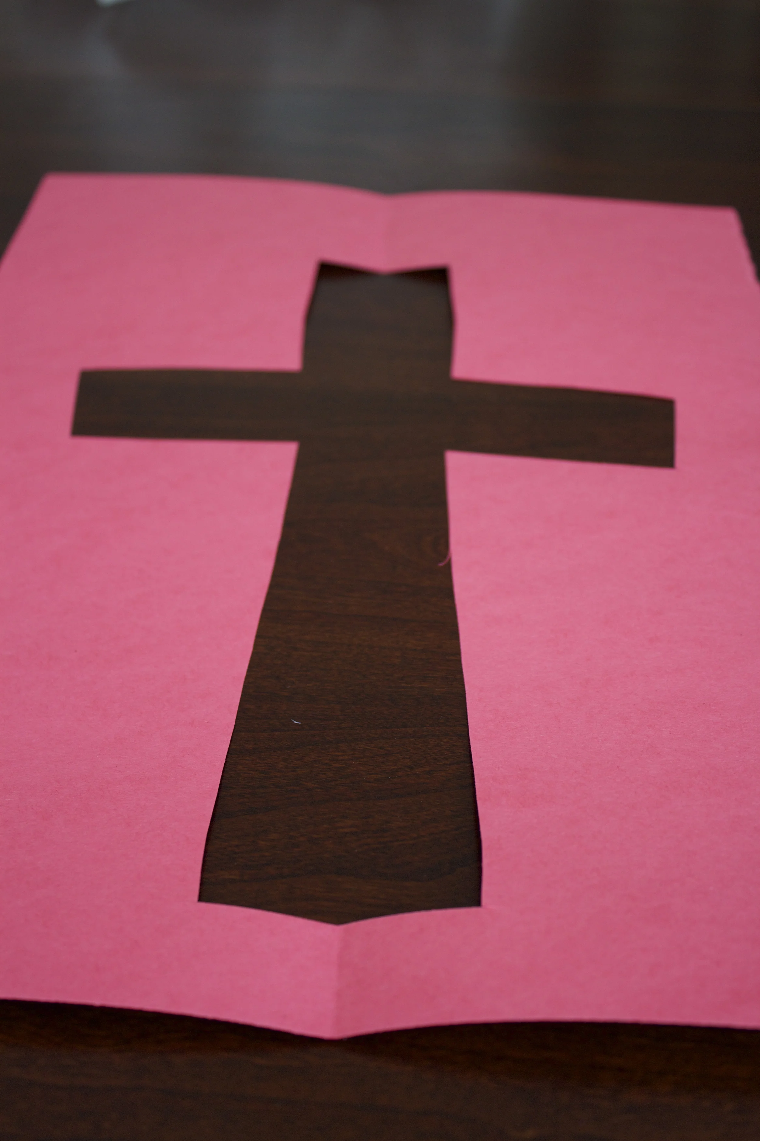 Cross cutout of the construction paper