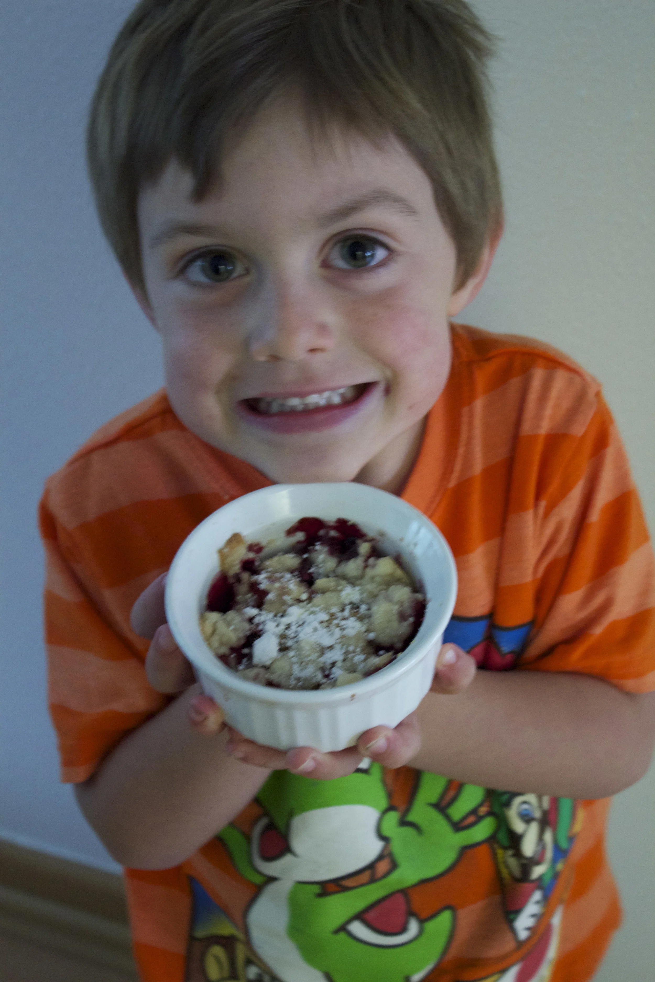Finished single serving of crumble.