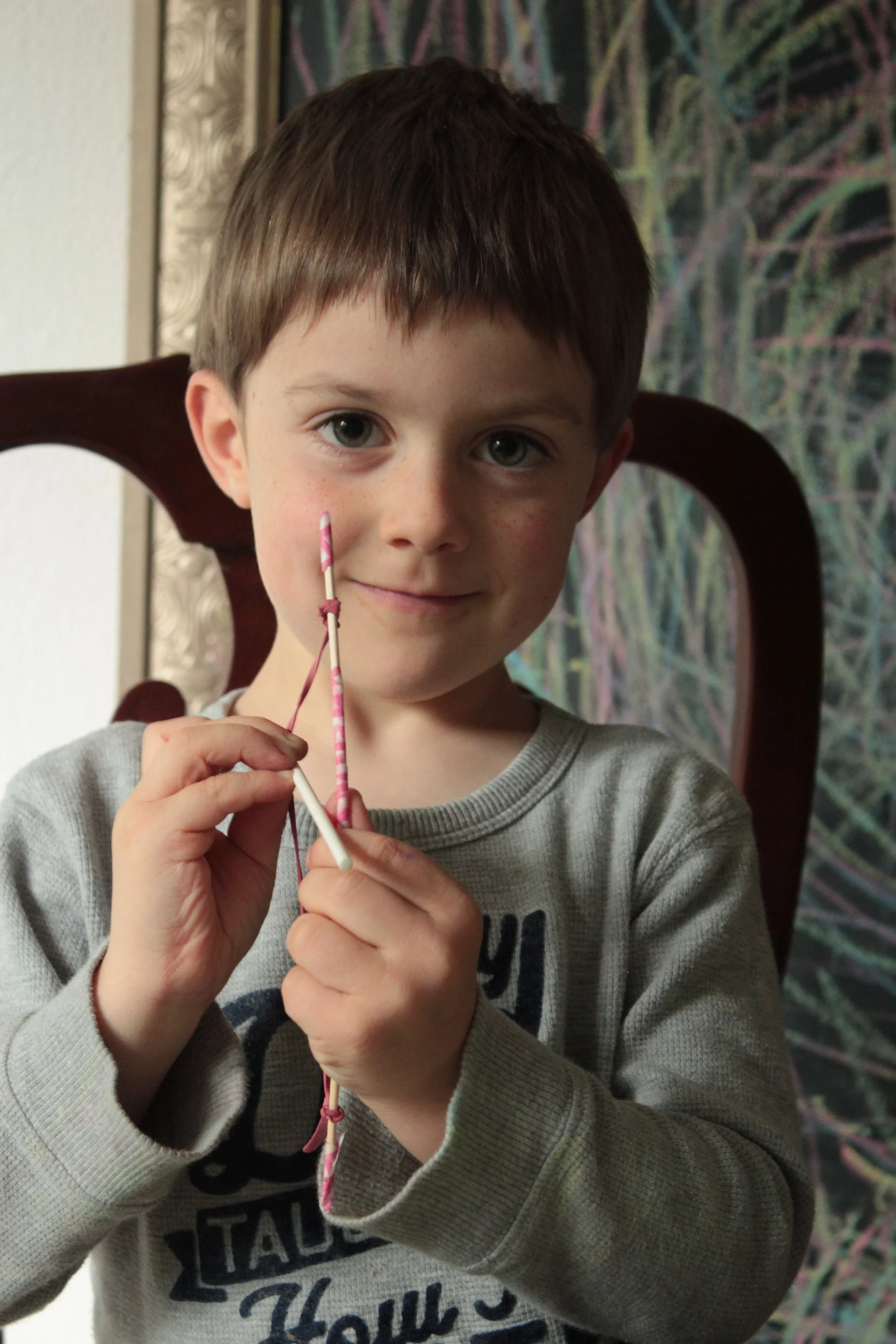 First version made with skewer stick with pointy ends cut off.