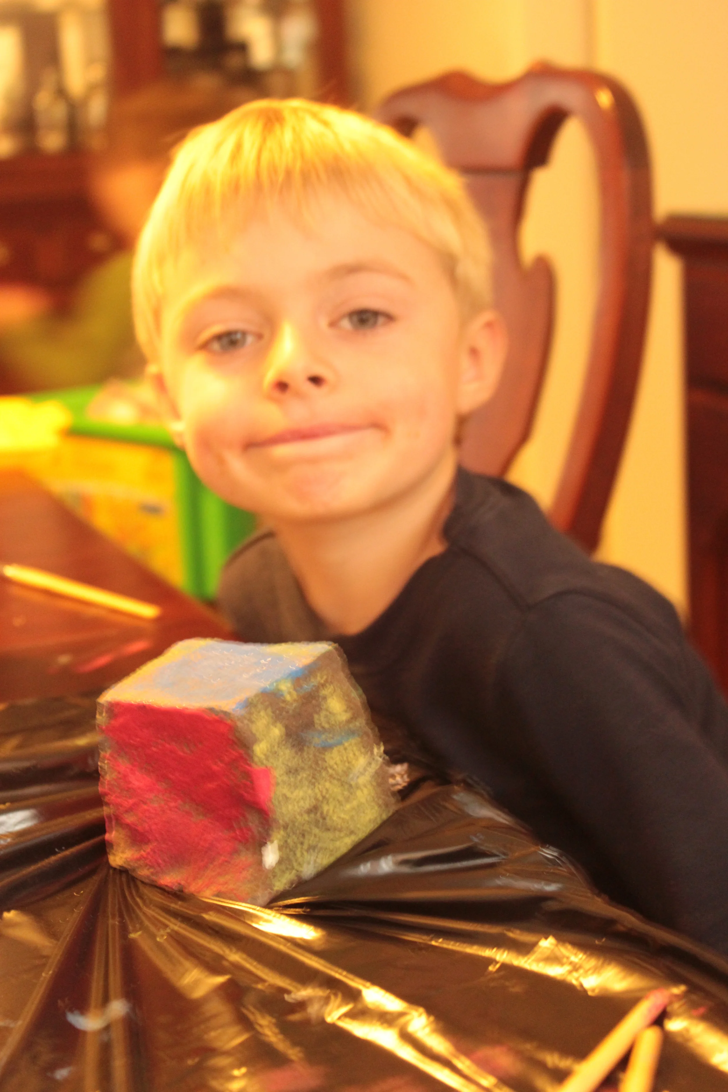Posing with his rock.