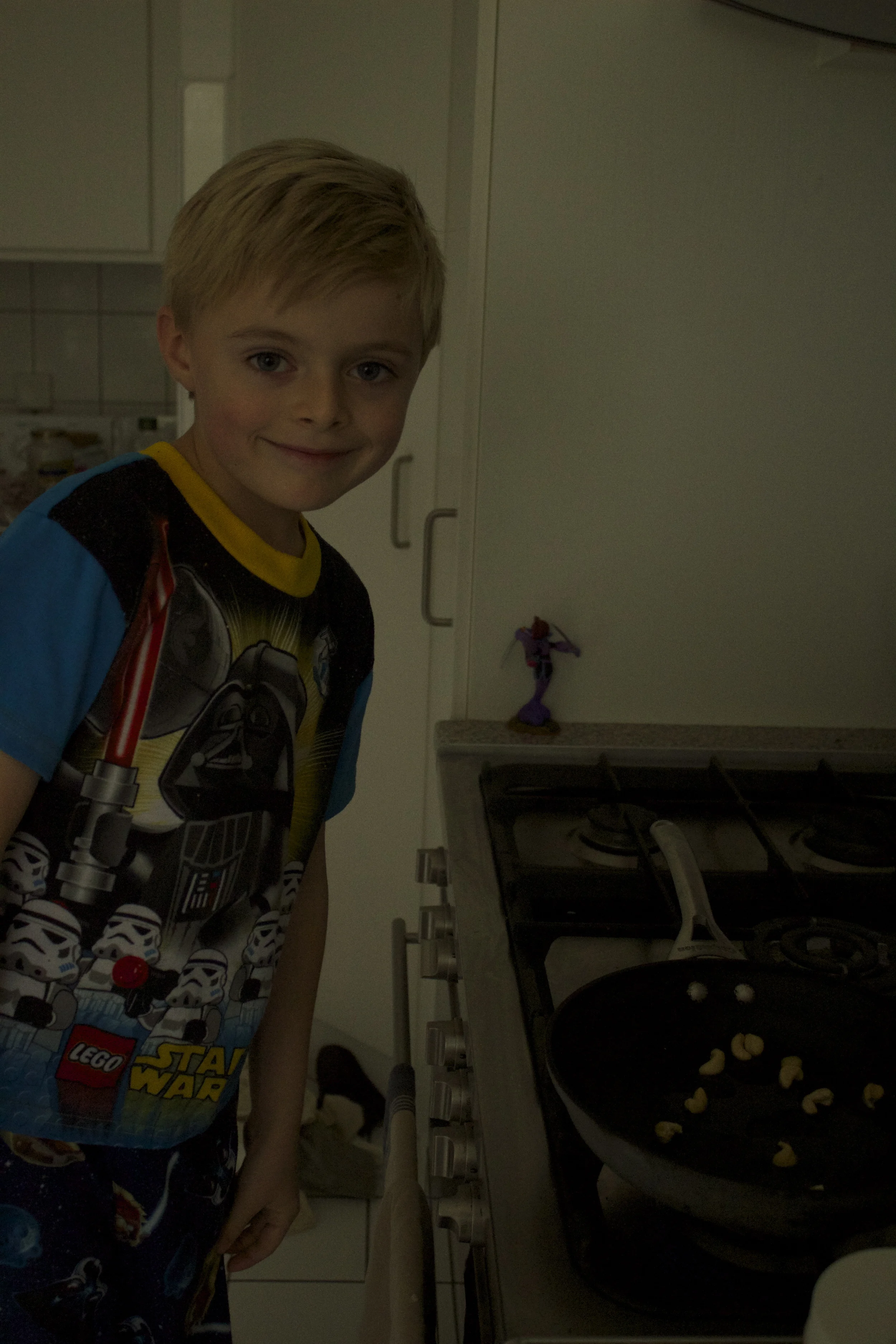 Posing with the cashews in the pan.