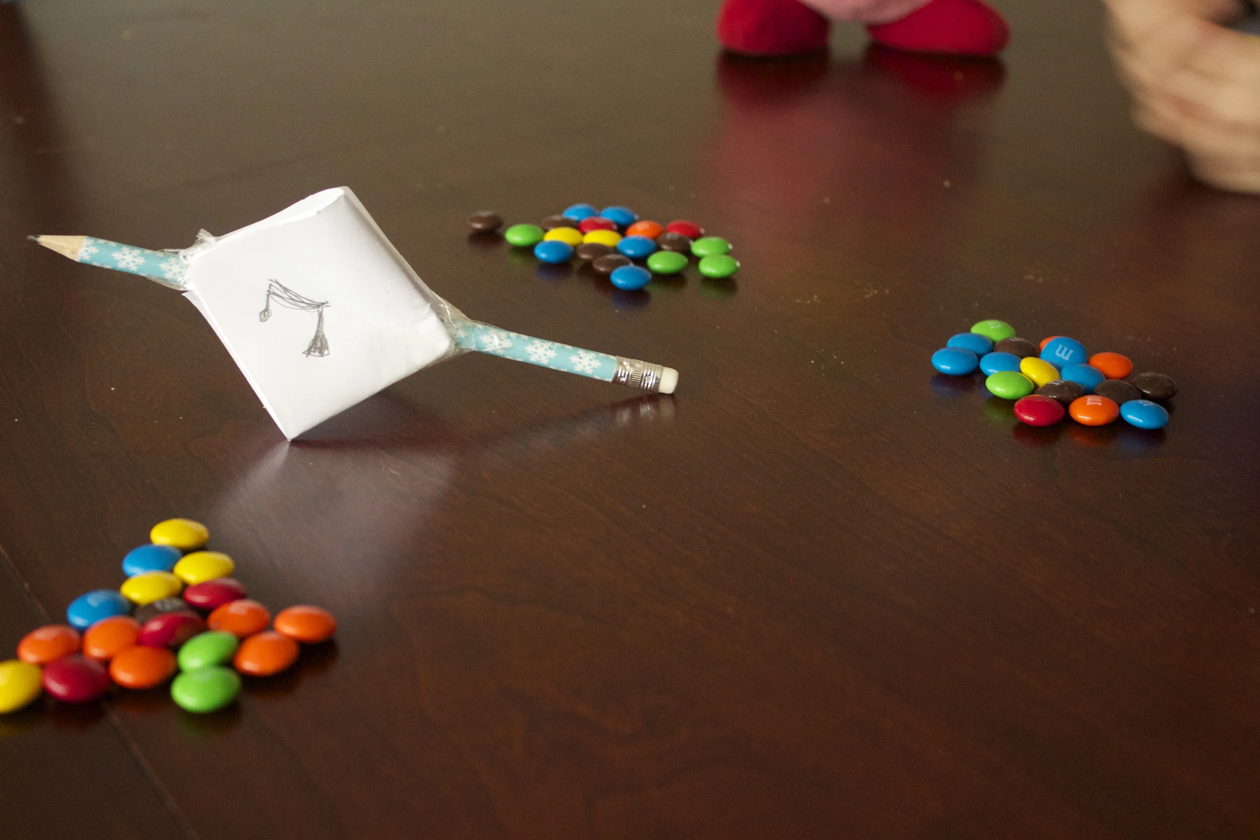 Grab the thing you will play with- we did the previously mentioned m&ms and play!