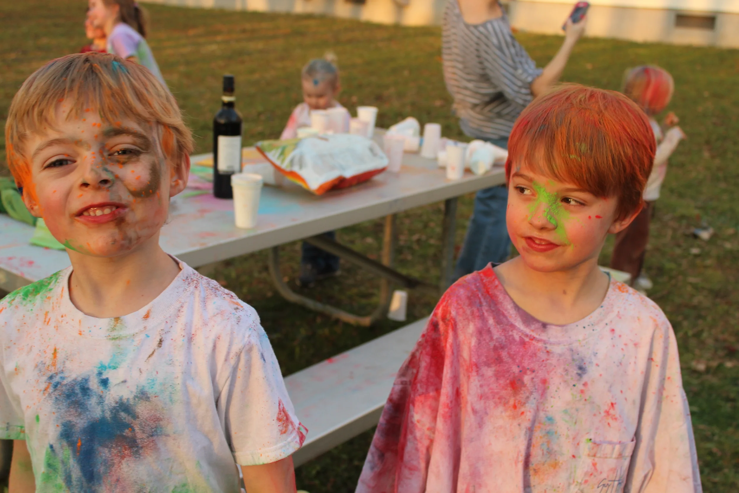 No blonde hair was harmed during this paint fight!