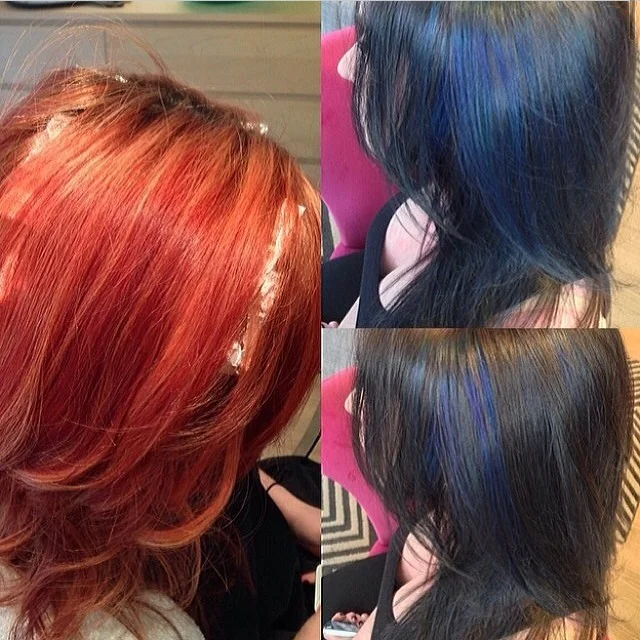 #redhair to #blue hair #pravana #njsalon #milazzomattey work by @freecuppycake by milazzomattey