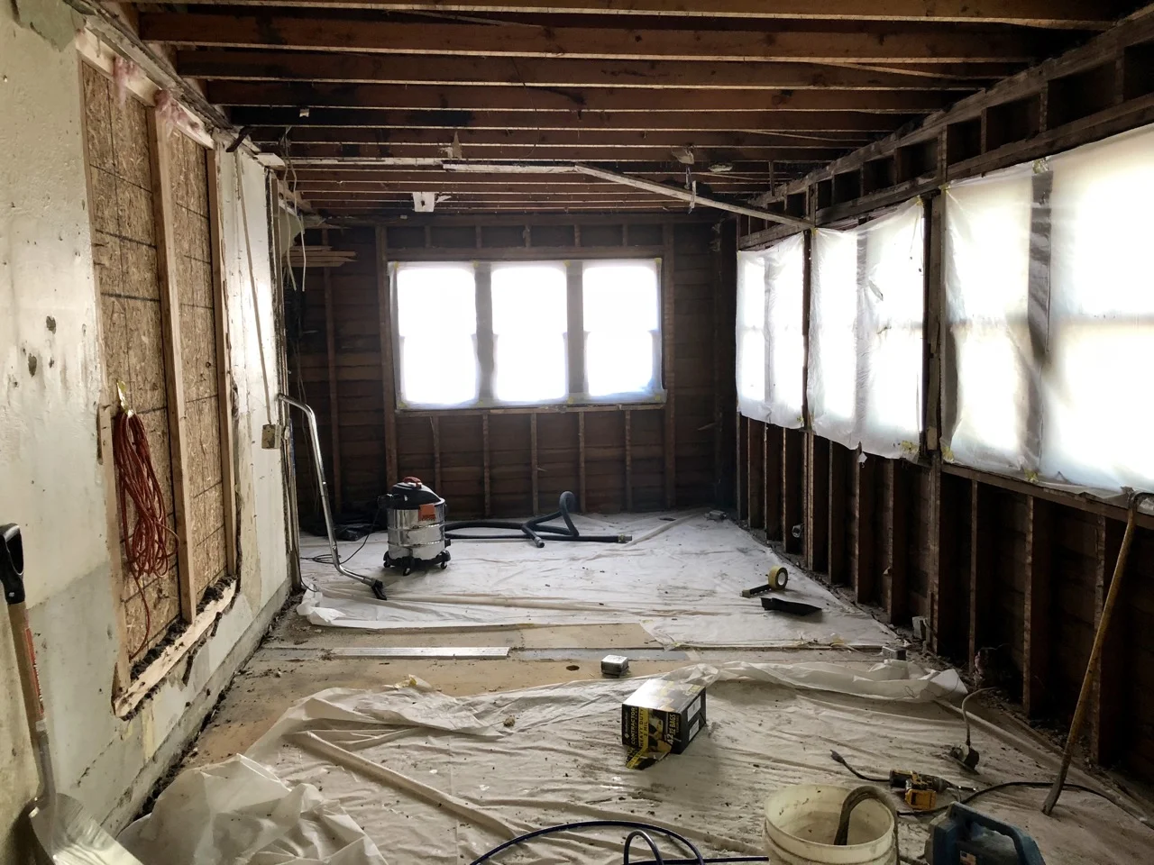(the addition on the old house, post asbestos removal)