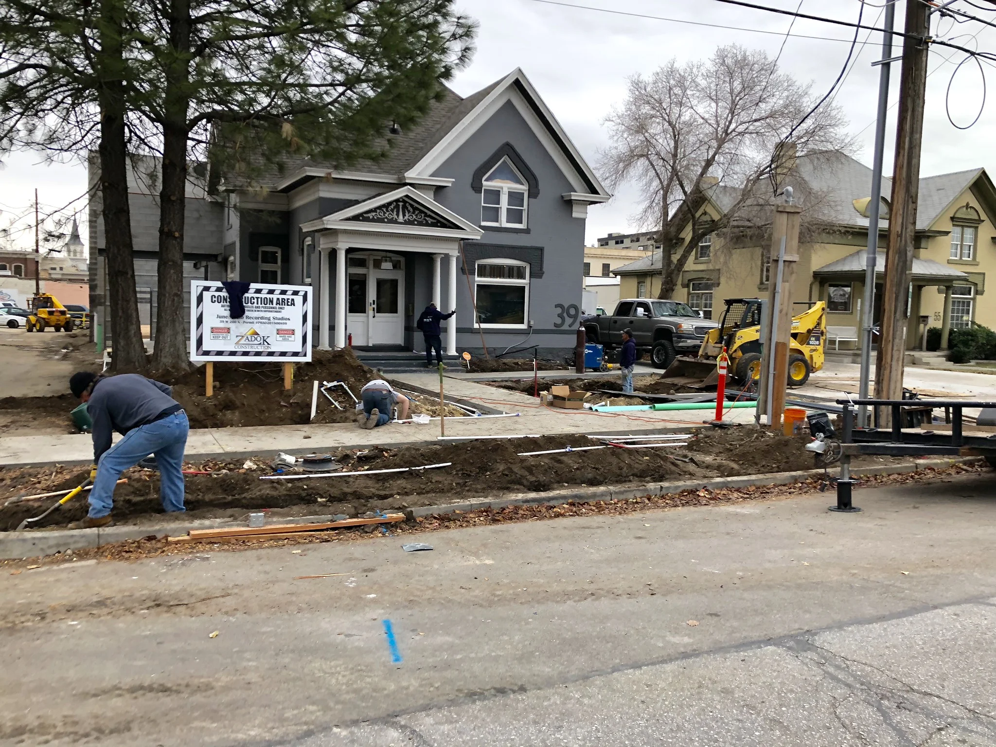 Landscapers also showed up this week and started putting in sprinkler lines as well as working on the fire pit out front. Not sure if those guys are planning to be back tomorrow now that there are a few inches of snow on the ground, but I hope so.
