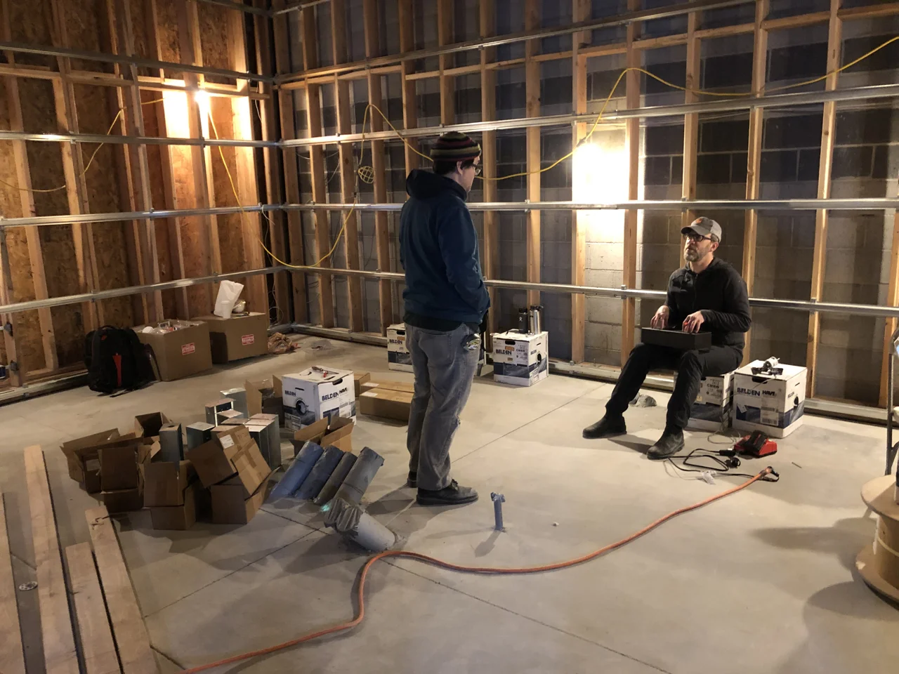 Thom Conova and Roger Gupton arrived on Monday for 9 days of mounting tie line boxes and running cable.