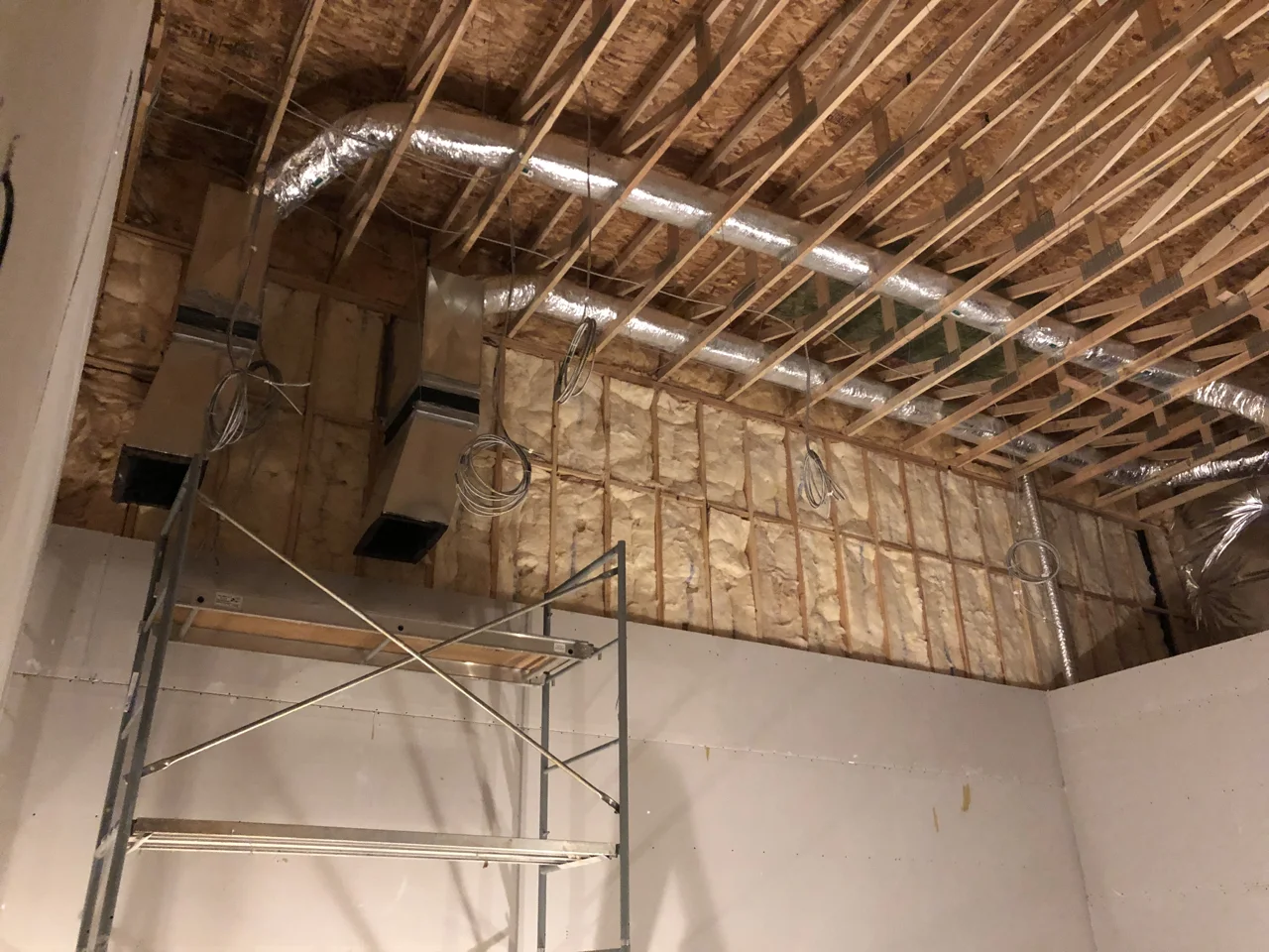 Duct work leading in to tracking room 2 with the smaller lines feeding isolation booth 2.