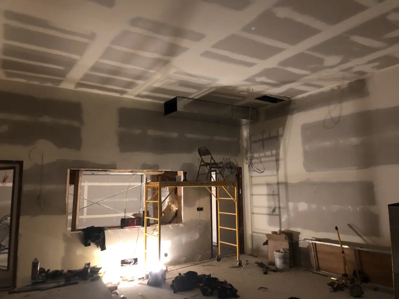 Starting to run the ductwork in tracking room 2.
