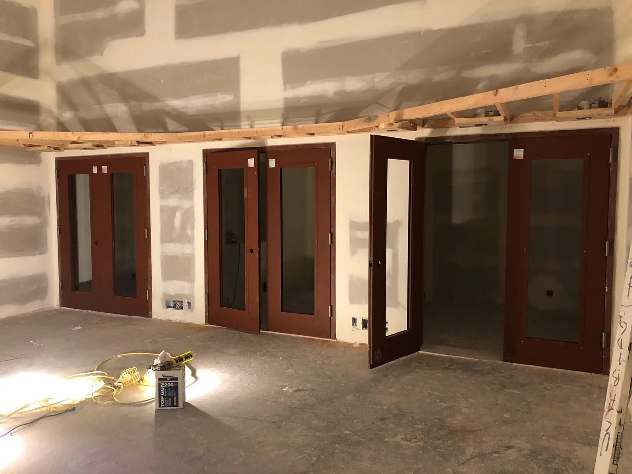 Doors hung for the booths in tracking room 1.